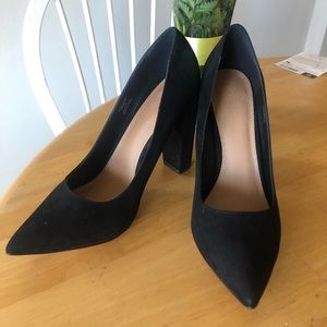 ASOS black suede block heel